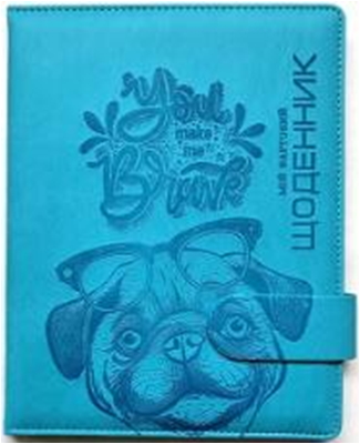 ЩОДЕННИК Шкільний 167х211мм, 48арк, оф 70г/м2, блок однокольоровий укр. мов. Обкладинка КОЖЗАМ тверда, округлення кутів. Тиснення зображення + Застібка магнітна. Форзац чистий. Індивідуальне упакування (у ящ. 1 колір обкл.), SD1597