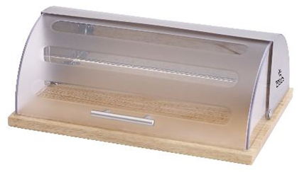 Хлебница, нерж. сталь, деревянный поддон, 39 x31x17