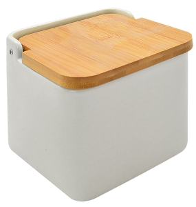 Банка с бамбуковой крышкой 800мл 12*12*12см MC3518