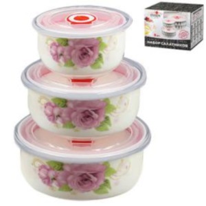 Салатники с крышкой 3пр, наб 300/450/1000мл MC2707