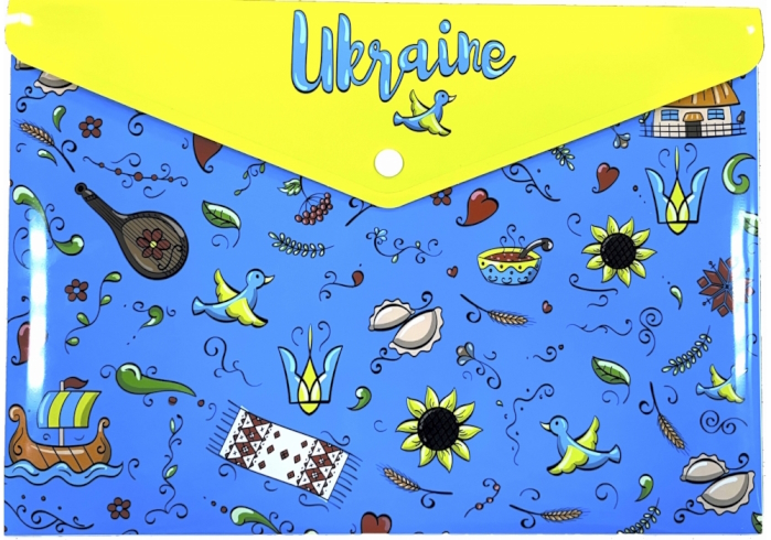 Папка-конверт А4 на кнопці з друком Traditional, 180 мкм, непрозора, фактура 