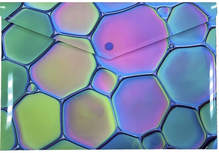 Папка-конверт А4 на кнопці з друком Pastel Bubble, 180 мкм, непрозора, фактура 
