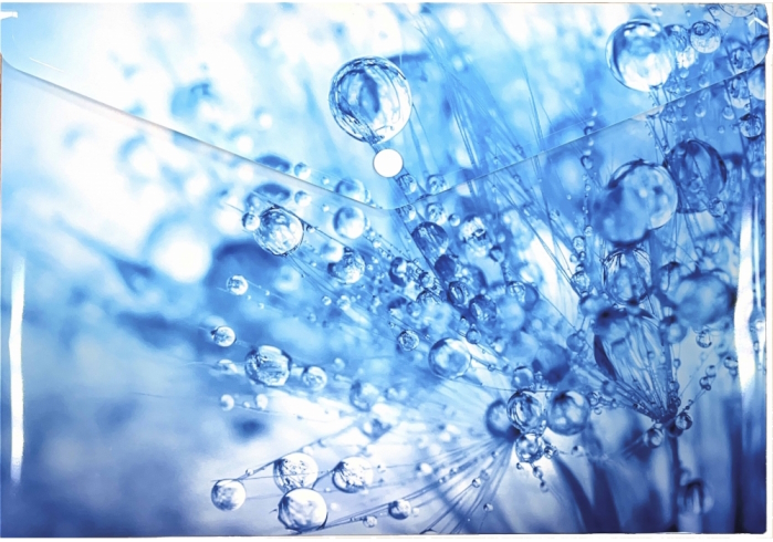 Папка-конверт А4 на кнопці з друком Drops, 180 мкм, непрозора, фактура 