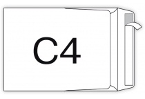 Конверт C4 50 шт (0+0) скл, бічний клапан 90г/м2, КУ4040_50