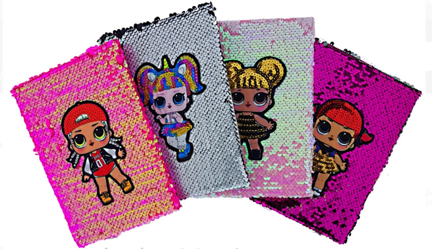 DSCN0429 Блокнот з паєтками клітина, А5 80g 80p, mix, 1шт / етик.