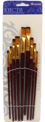 JO7454-9 Пензлики у наборі 9шт,нейлон плоскі,европ JO /12 /0 /120