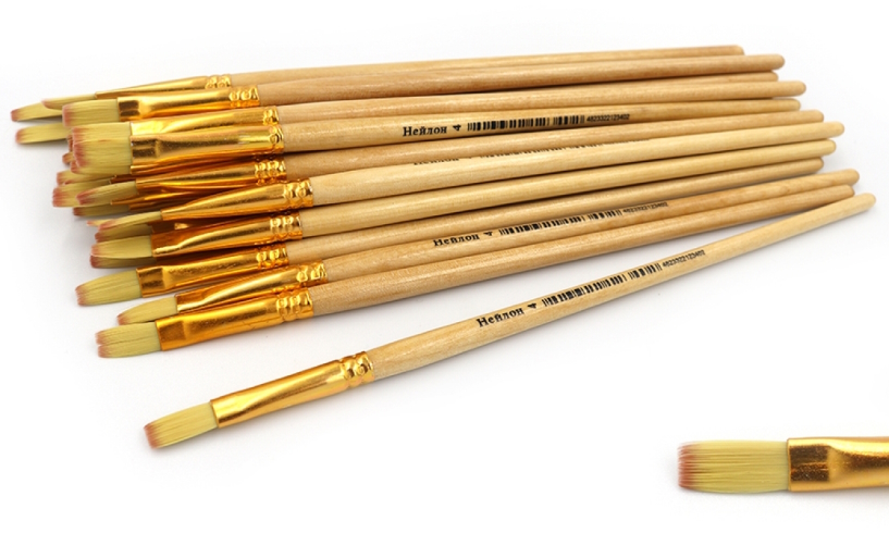 N-BP-4# Пензлик нейлон плоск 19см (ГОСТ №4) (Штрих-код) 25шт/етик.