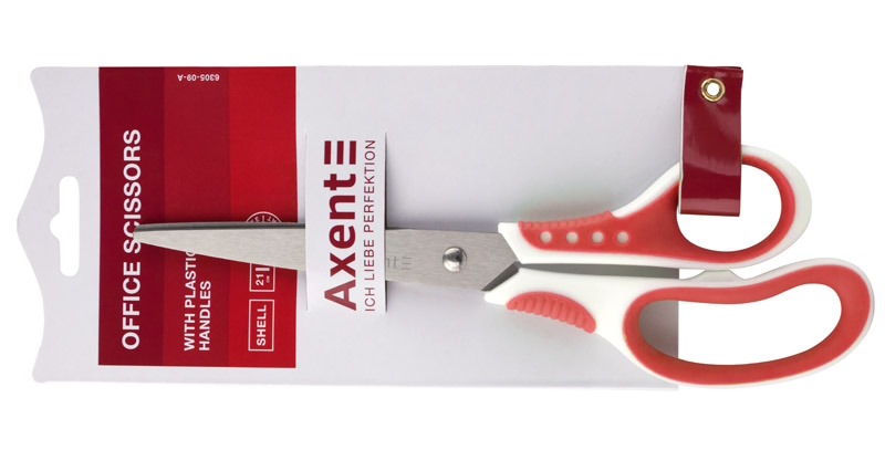 Ножиці Shell, 21 см, біло-червоні 6305-06-A AXENT