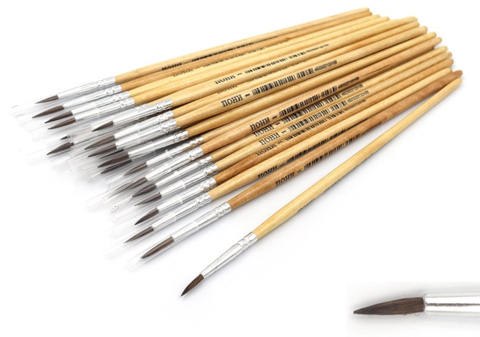 Пензлики поні кругл 17,5см (ГОСТ №1) (Штрих-код) ДОВГА