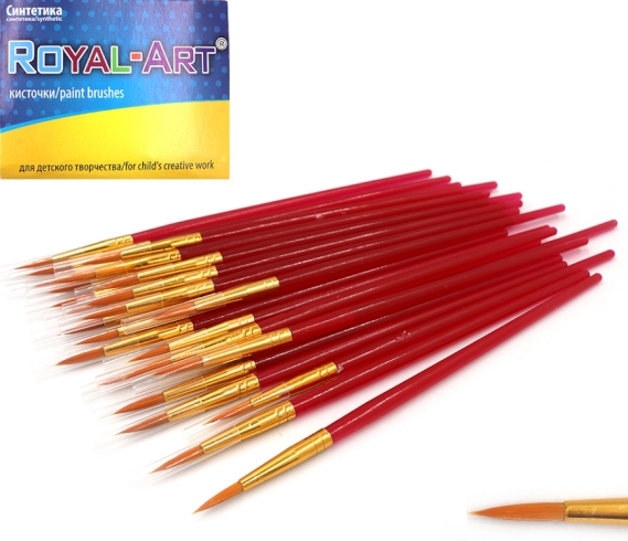 RA7616 Пензлик нейлон кругл 17см, №6 пласт ручка, 25шт/етик.