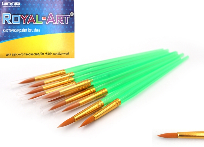 RA7619 Пензлик нейлон кругл 18см, №9, пласт ручка, 10шт/этик