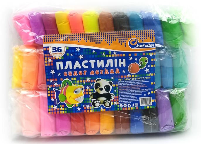 34SL1003-36 Пластилін супер легкий Josef Otten, 36цв * 17g + стек, )OPP, 1шт / етик.