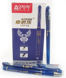 GP-3176-BL Ручка гелева що стирається ігольч., 0,38мм, синя темп зник., 12шт / етик.