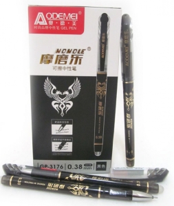 GP-3176-BK Ручка гелева що стирається ігольч. 0,38мм, чорна, темп зник., 12шт / етик.