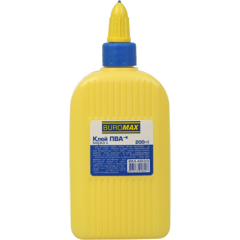 Клей ПВА 200 мл, ковпачок-дозатор BUROMAX BM.4833
