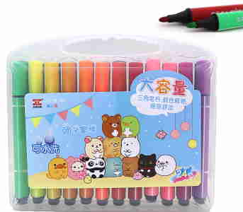 TC81160-24 Набір фломастерів TY трикутний. 24шт. пластикова валіза з ручкою 1шт/етик.