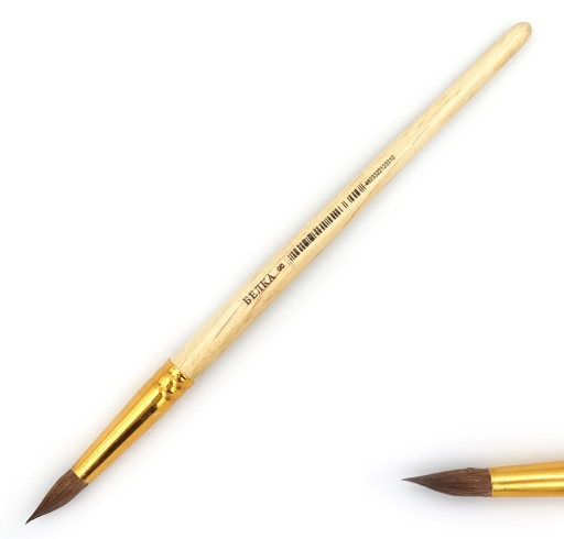 Пензлик білка кругл 20см (ГОСТ рос.№8) (Штрих-код)   (інд.упак)