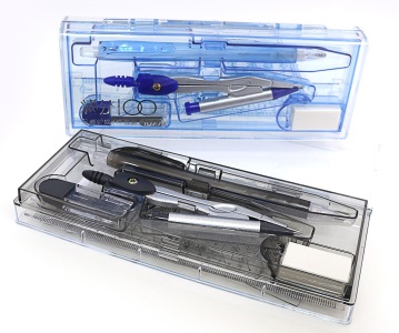 AJ-1077 Готовальня 8 предм (4 лін + цирк. + Гриф. + Кар.мех + ласт.)