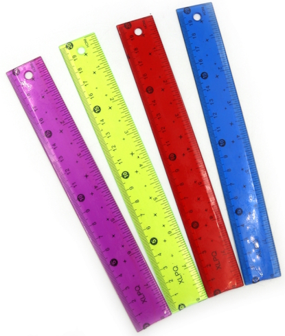 DSCN1607 Лінійка сілікон.прозр. кольор. 20см, mix, 1шт / етикетка