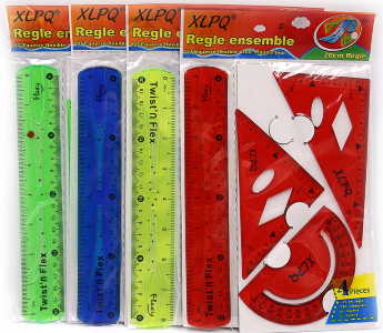 DSCN1620 Набір силікон.цветн.4предм,2трикут,транспортир,лінійка 20см,mix,1шт/етикетка