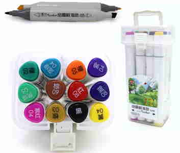 TK83010-12 Набор скетч маркер треугольные двухстор скош/кругл тонк TY 12шт. пласт.конт. с руч,1шт/эт