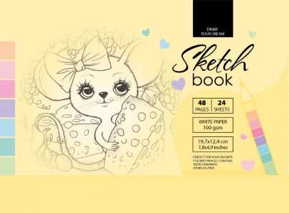 Скетчбук 7БЦ, 197х124 мм, 24 аркуші, чисті арк. Матова ламінація диз.2102