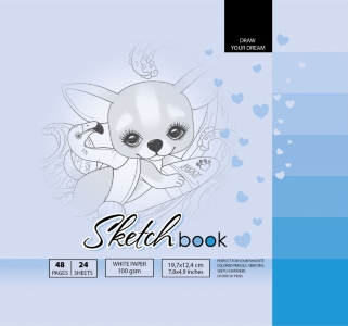 Скетчбук 7БЦ, 200х200 мм, 24 аркуші, чисті арк. Матова ламінація диз.21401