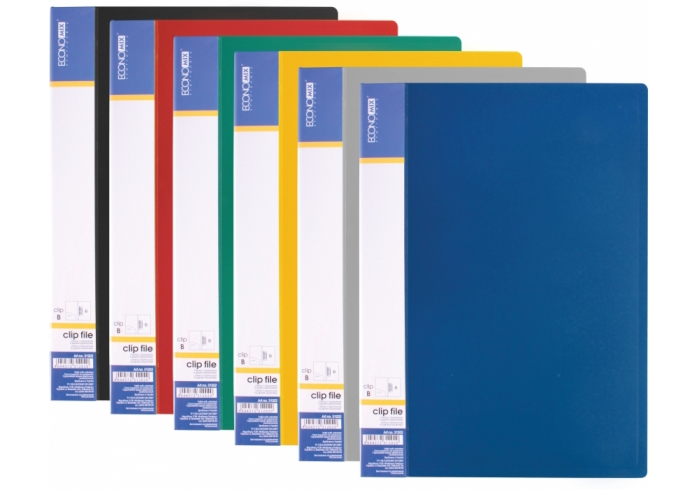 Папка А4 з боковим притиском Economix CLIP В, асорті, E31202