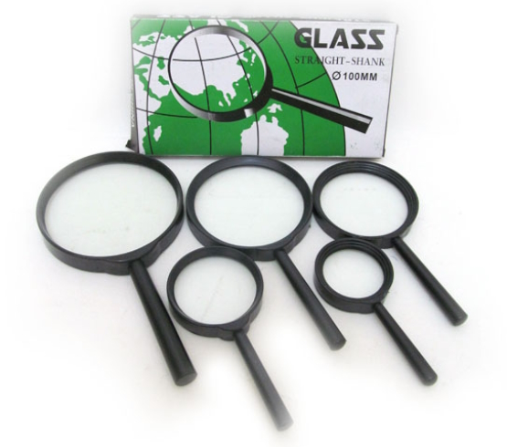 7818-100G Лупа d-100мм, склян.лінза, широка рамка, пластик.оправа