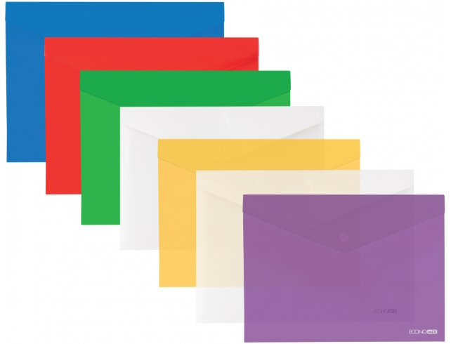 Папка-конверт А4 прозора на кнопці Economix, 180 мкм, фактура 