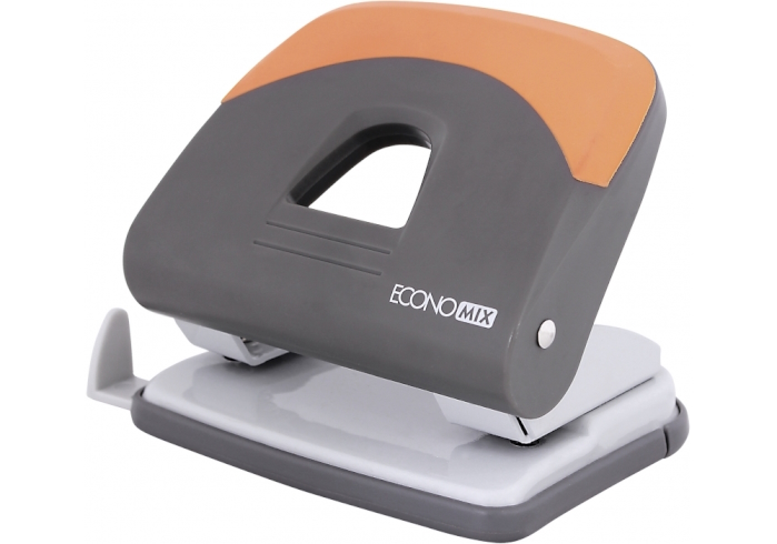 Діркопробивач до 30 арк., Economix, пласт. корпус, гумова вставка, з лінійкою,E40129
