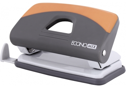 Діркопробивач до 10 арк., Economix, пласт. корпус, гумова вставка, з лінійкою,E40127