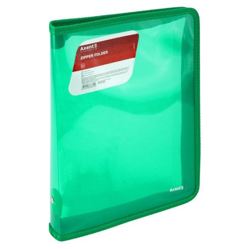 Папка об'ємна на блискавці B5, прозора зелена 1802-26-A AXENT
