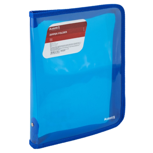 Папка об'ємна на блискавці B5, прозора синя 1802-22-A AXENT