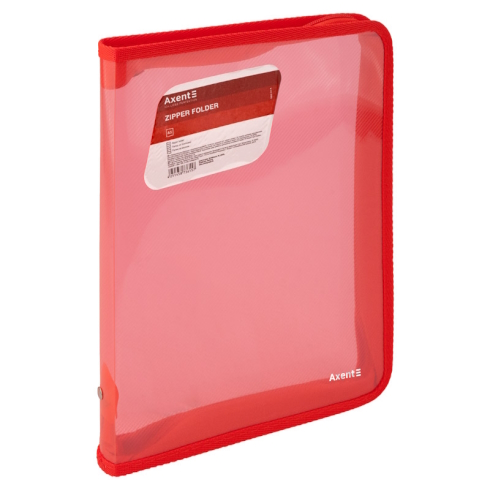 Папка об'ємна на блискавці B5, прозора червона 1802-24-A AXENT
