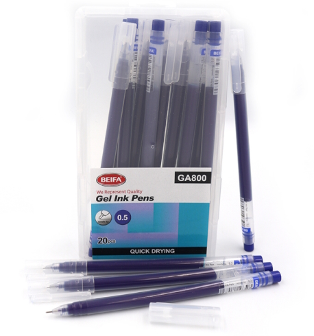 GA800 Ручка гелева Beifa 0,5мм, швидко висихає синя, блістер 20шт.