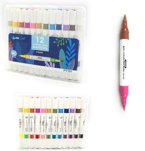 PY101-12 Набір двухстор. маркерів Beifa 24кол.