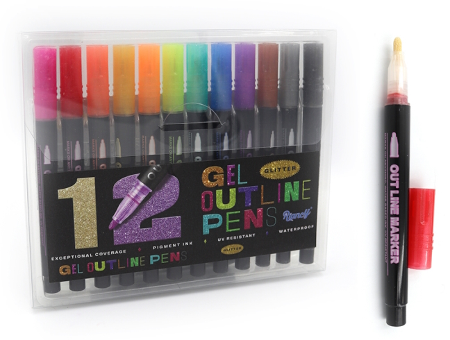 043024-S12 Набір гліттерних маркерів 12кол., 12шт./етик.