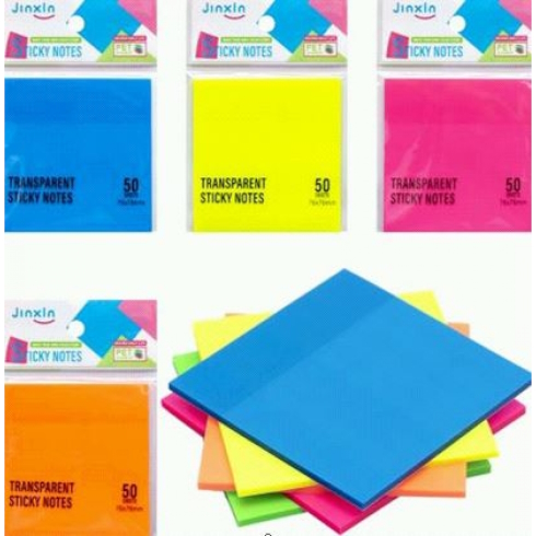 Р71-1 Стікери прозорі для нотаток PET (термопластик) 50аркушів 76х76мм НЕОН кольорові