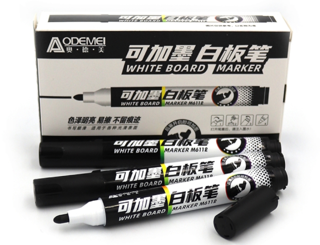 6112 Маркер для дошки. заправляється Aodemei, чорн. 10/етик