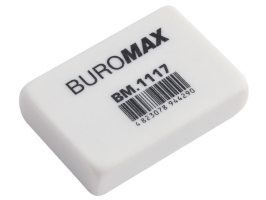 Гумка 1117, M (32х22х8 мм), прямокутна біла, BM.1117