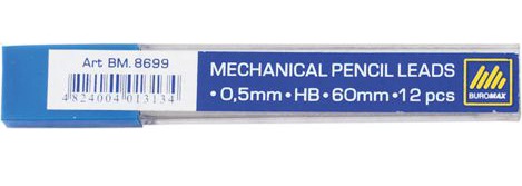 Стрижні для мех.олівців  (12шт) HB 0.5мм BM.8699