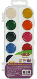 Фарби аквар. 12 кол.,  пласт./кор. без/п, біла ZB.6544-08