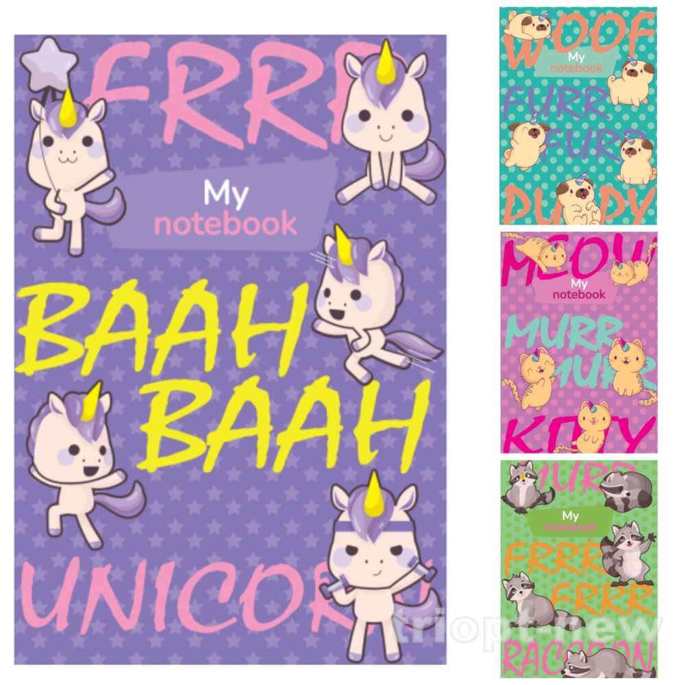 Блокнот А6 176 арк., серія «FUNNY PETS»,  тв. паліт., мікс, ТП-10, Рюкзачок