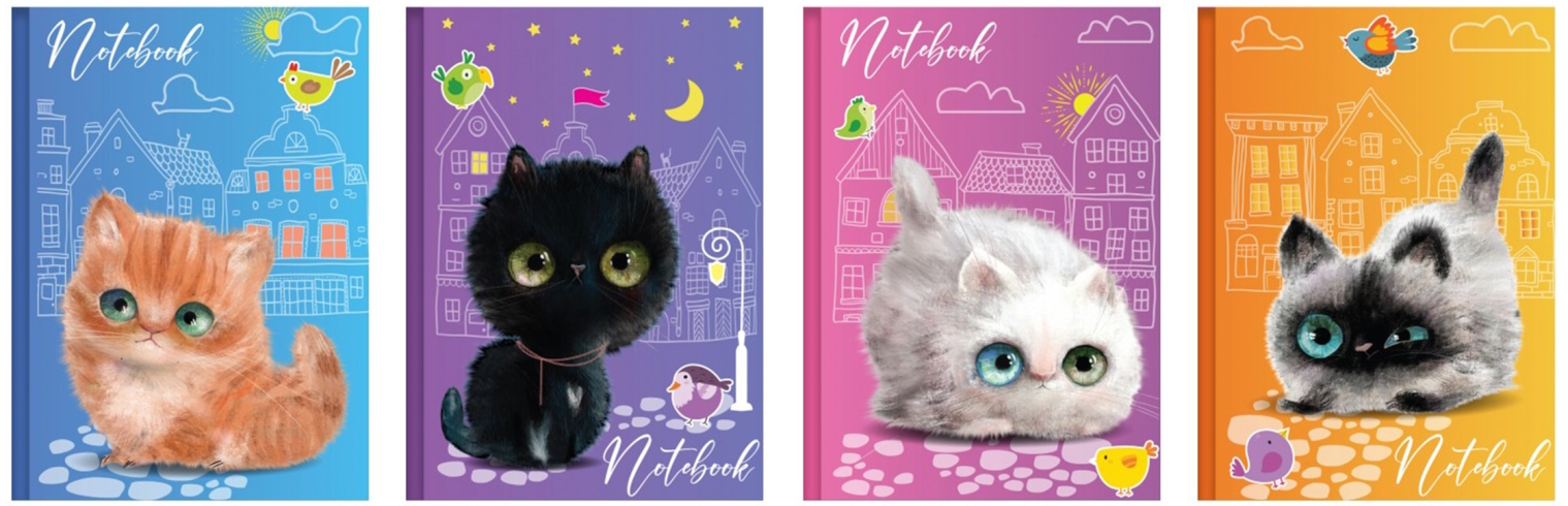 Блокнот А6 48 арк.,  серія «CUTE KATS», тв. пал., мікс, ТП-9, Рюкзачок