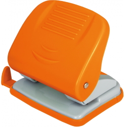 Діркопробивач до 30 арк., Economix, пласт. корпус, з лінійкою, помаранчевий E40135-06