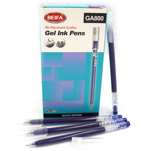 GA800 Ручка гелева Beifa 0,5мм, швидко висихає синя, карт. уп. 24шт.