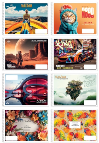 Альбом 50арк./100г/м2 спіраль,  обкладинка повнокольорова + ВД-лак, САВ-4, Бріск