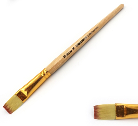 N-BP-10# Пензлик нейлон плоск 23см (ГОСТ рос.№10) (Штрих-код)  (інд.упак).1шт/етик.