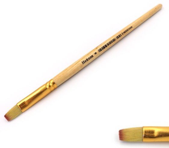 N-BP-6# Пензлик нейлон плоск 18,5см (ГОСТ рос.№6) (Штрих-код) (інд.упак)